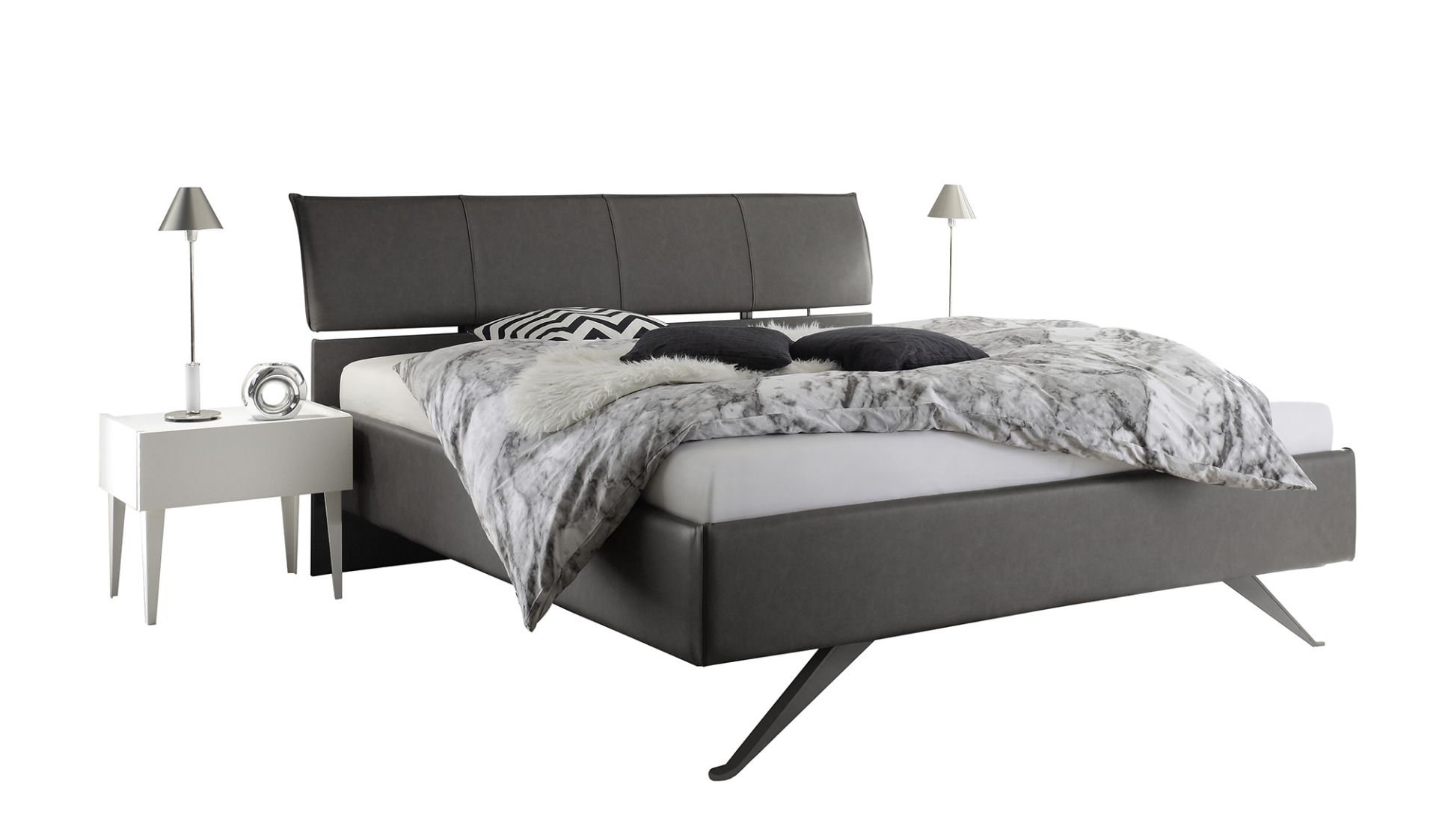 Elegante Letto imbottito Titanium in ecopelle antracite