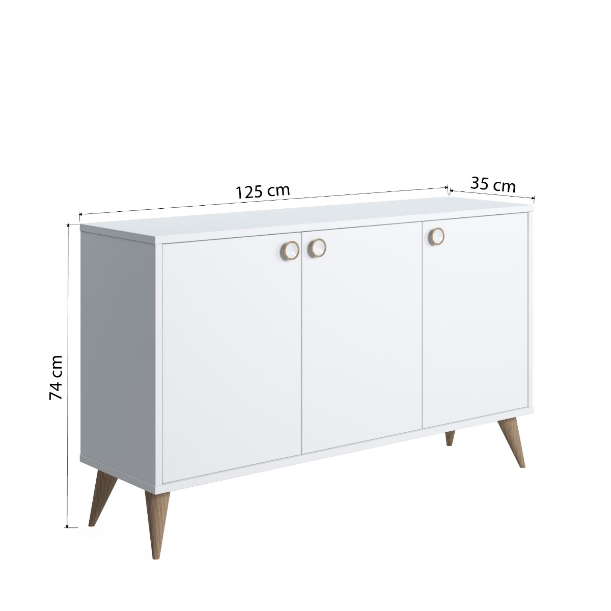 Madia bianca Ankara, 3 ante e piedini a cono