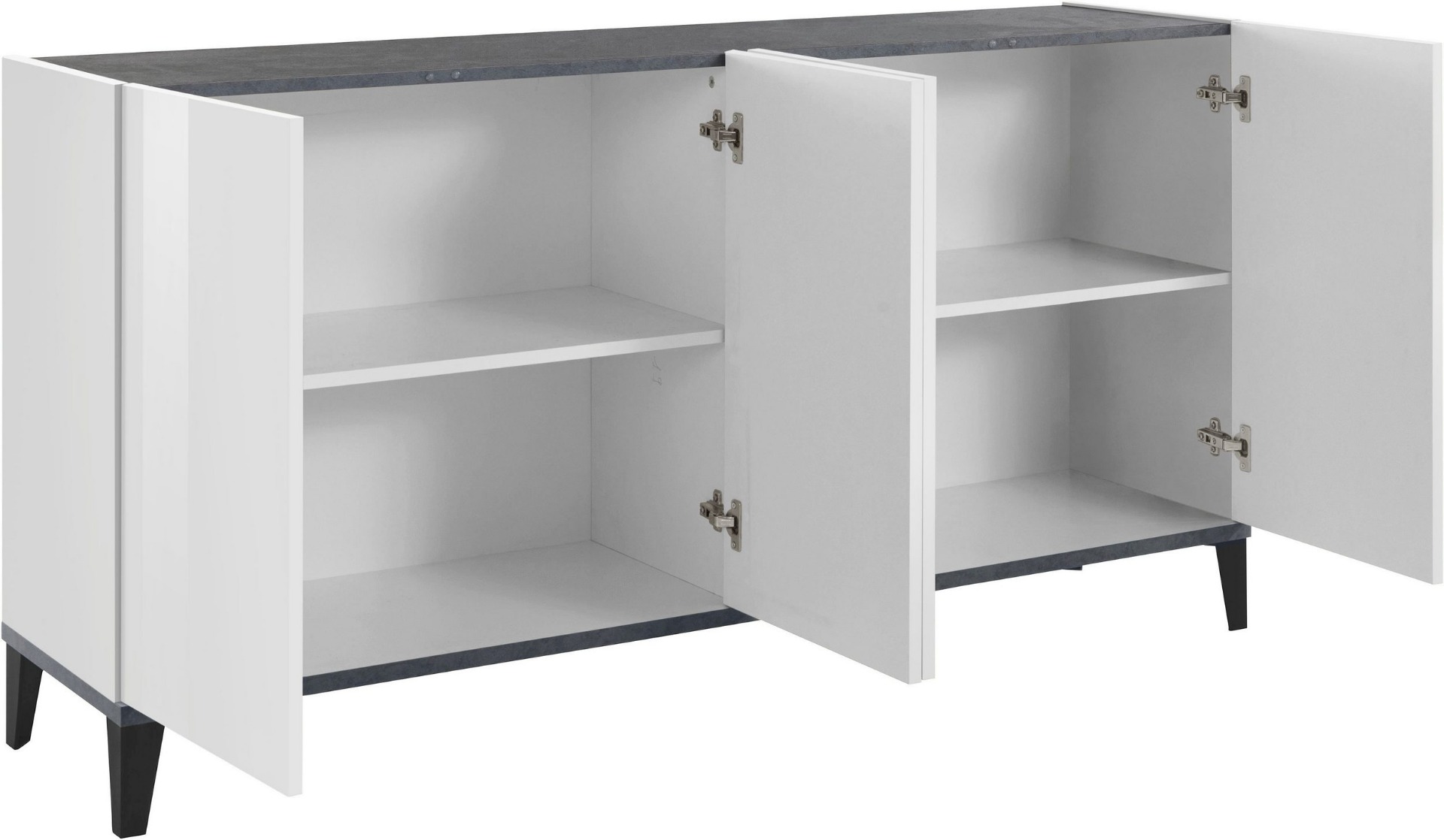 Credenza 4 ante Bianca lucido e Ardesia