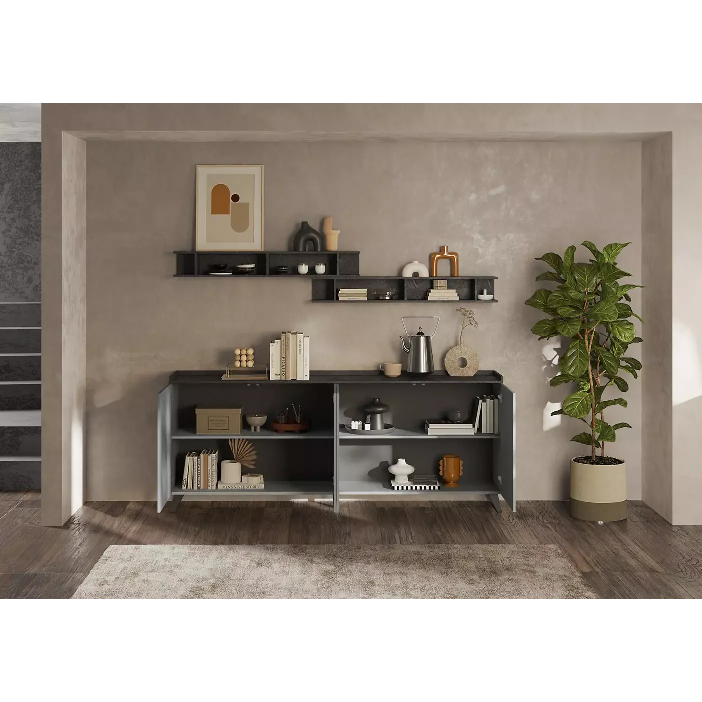 soggiorn ardesia e piombo moderno