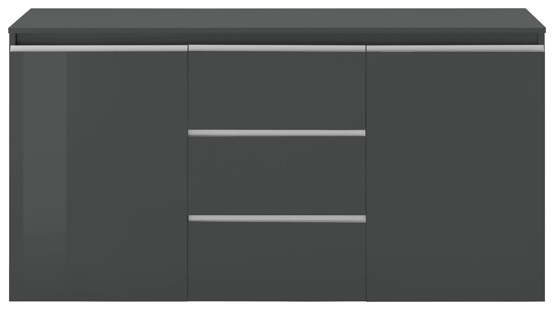 Madia moderna Antracite con maniglie a gola, 2 ante 3 cassetti