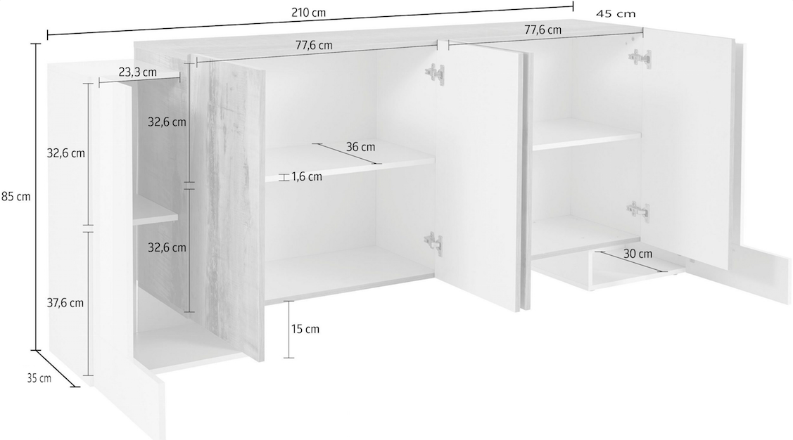 Madia bianca 6 ante con frontali Ardesia