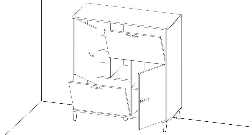 credenza con ribalta
