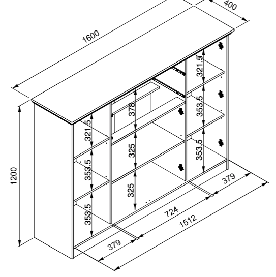 Madia, credenza con 4 ante e 2 cassetti finitura Grigio antracite