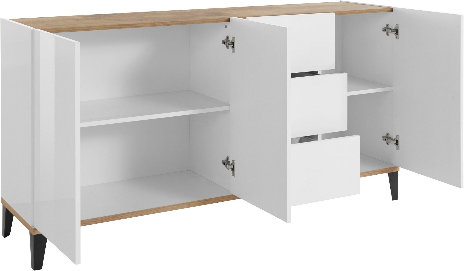 Madia Levante Bianco lucido e Pero, 3 ante 3 cassetti