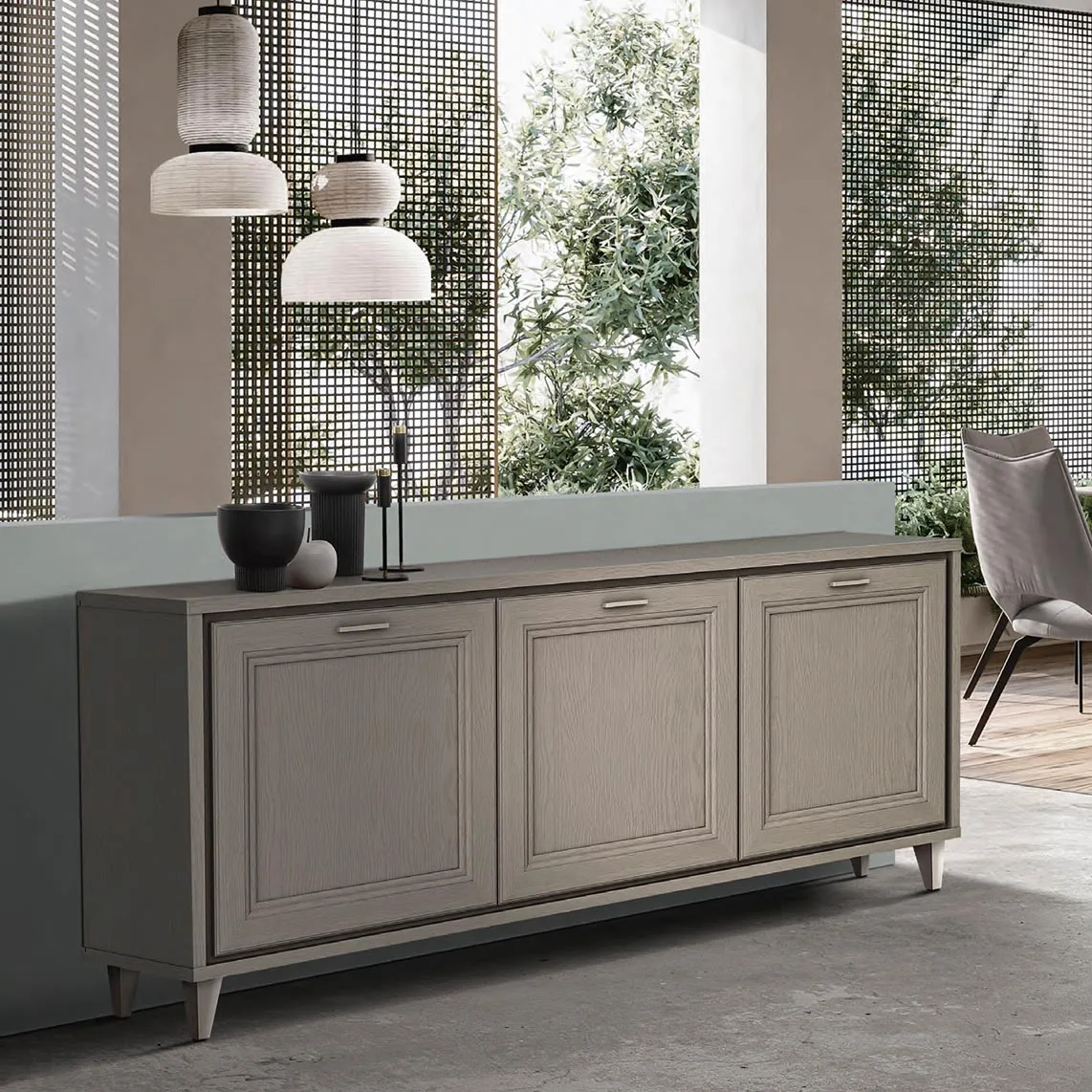 credenza tortora contemporanea 3 ante 