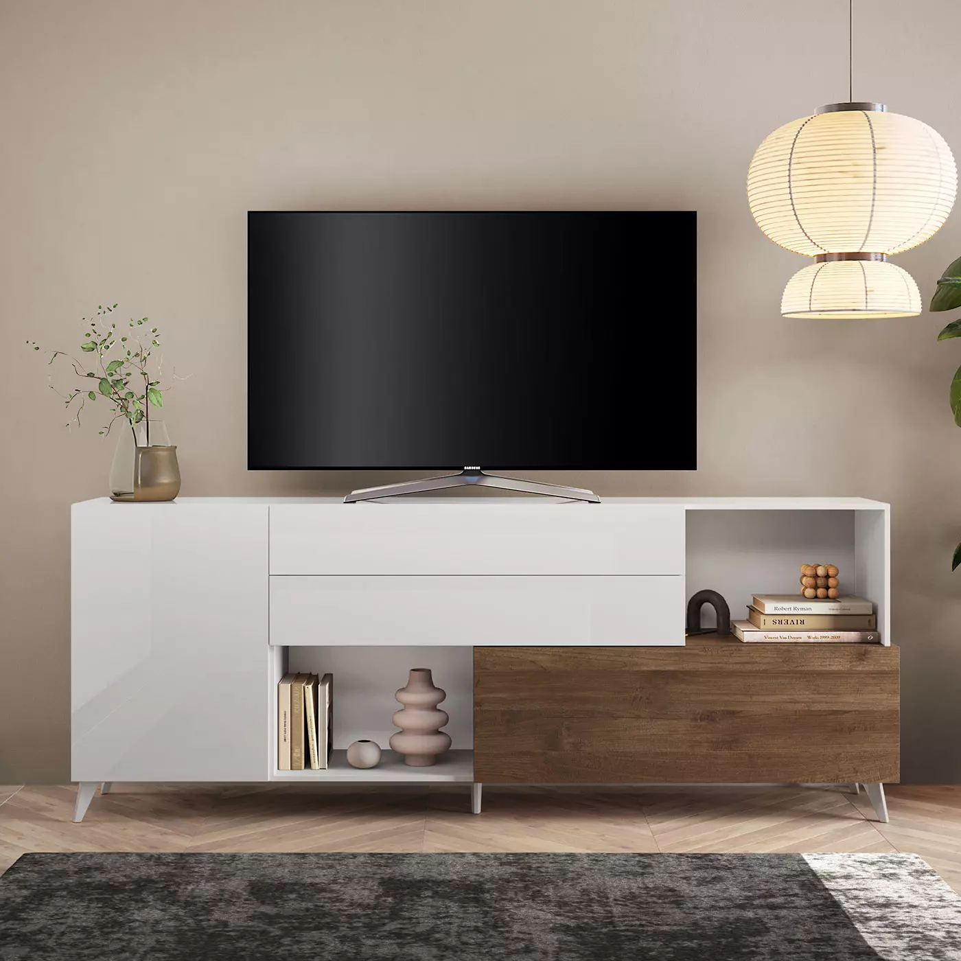 credenza bianca e mercure