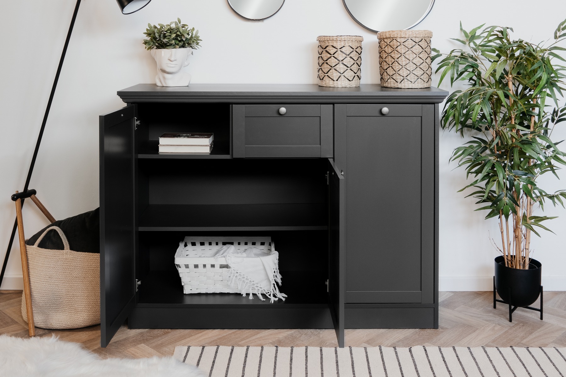 Credenza  3 ante 1 cassetto in finitura Grigio antracite