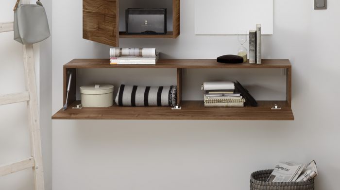 Ribalta sospesa in diverse finiture per parete attrezzata