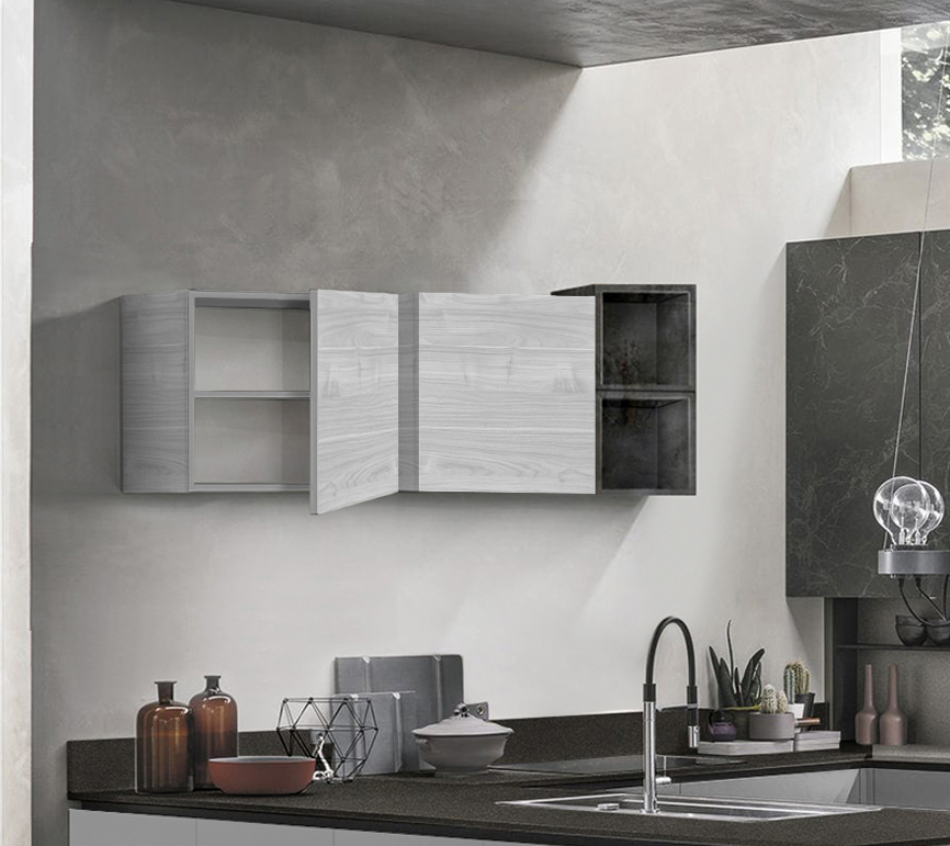 Pensile cubo per cucina sospeso, Grigio artico