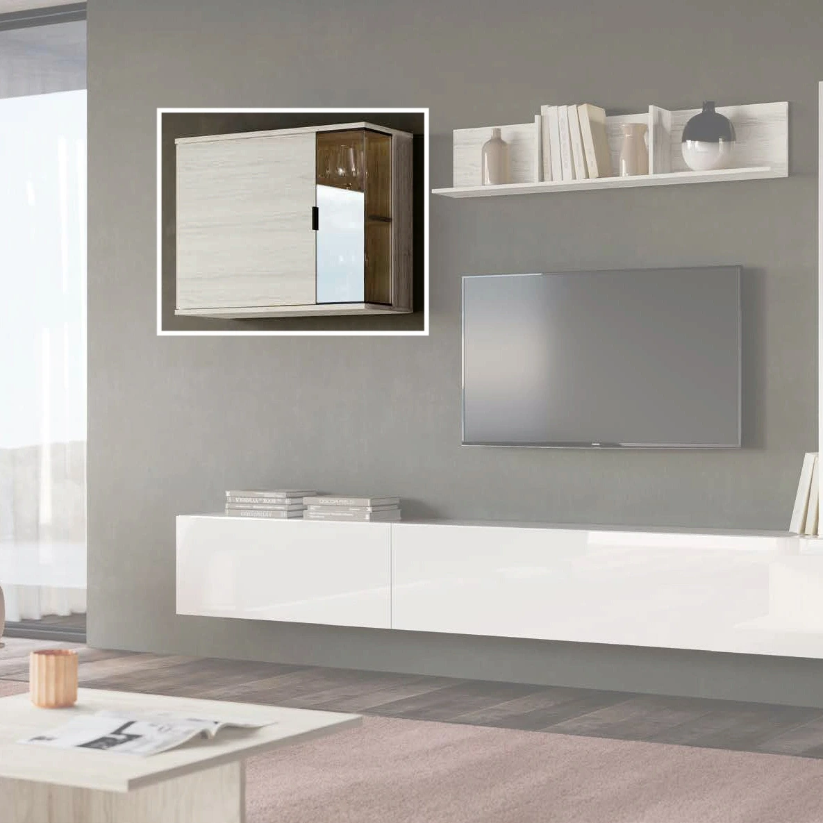 vetrina sospesa bianca