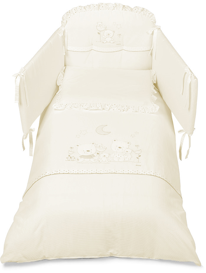 Lettino neonati Paddington avorio con decorazioni e ruote Zenzero Shop