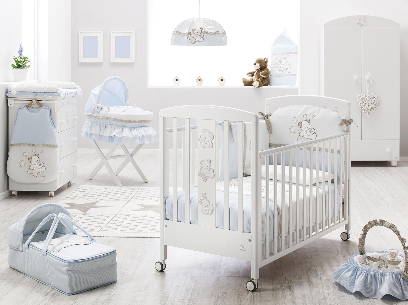 Lettino per neonati Orsetto con decorazione, finitura Bianco