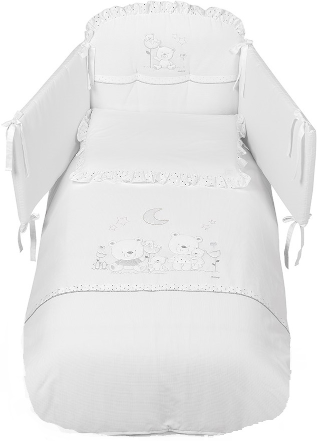 Lettino neonati Paddington con decorazione e ruote, finitura Bianco