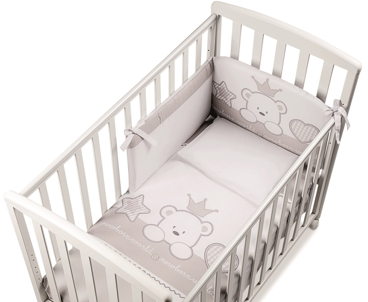 Culla Baloo con ruote, bianca con decori