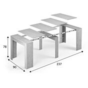 Consolle allungabile in 5 misure diverse, finitura Beton
