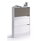 Scarpiera di design, 3 ante, bianco striato e basalto