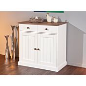 Madia due ante, due cassetti in legno massiccio / bianco