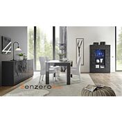 Sala moderna completa in finitura grigia con serigrafia prismatica