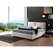 Letto matrimoniale Dalia, imbottito con tessuto color Orzo