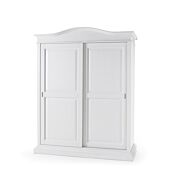 Armadio in legno, laccato bianco, due ante scorrevoli, cappello tondo - smontabile