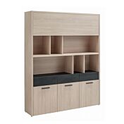 Libreria attrezzata Leonardo con ante e ripiani in finitura Rovere e Nero chalet