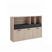 Libreria attrezzata Leonardo con 3 ante in finitura Rovere e Nero chalet