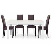 Tavolo allungabile in legno, finitura bianco frassinato