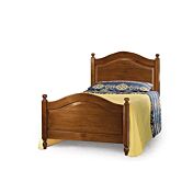 Letto singolo in legno con testata e pediera lavorata - lucidato noce