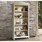 Libreria classica a giorno in legno, finitura sabbia