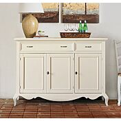 Credenza in legno 3 ante 2 cassetti, finitura sabbia