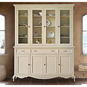 Credenza 4 ante + alzata 4 ante in vetro, finitura sabbia