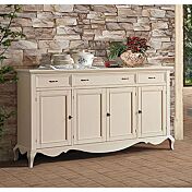 Credenza 4 ante e 3 cassetti in legno, finitura sabbia