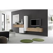 Parete attrezzata moderna di design, Cadiz e Bianco Lucido - 327x169 cm