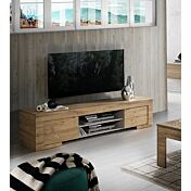 Porta TV moderno in Rovere Miele con vano a giorno e 2 ante, offerta Black Friday