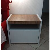 Coppia di comodini Bianco Opaco e Noce Dark, guide ammortizzate