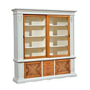 Libreria classica in finitura Avorio e Noce grano