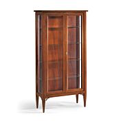 Vetrina in legno finitura noce arte povera, con ante in legno 89x34 H.170