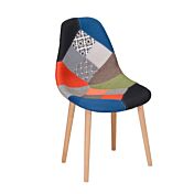 Sedia imbottita in Tessuto Patchwork con gambe in Legno