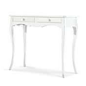 Consolle in legno finitura bianco opaco, con 2 cassetti portaoggetti 95x80