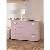 Comò moderno per camerette per ragazze, finitura Rosa confetto Zenzero Shop