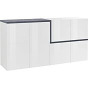 Madia moderna con 4 ante in finitura Bianco lucido e Ardesia L.160