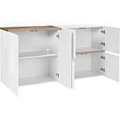 Madia moderna con 4 ante in finitura Bianco lucido e Pero L.160