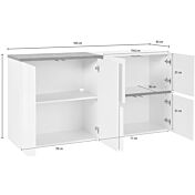 Madia moderna con 4 ante in finitura Bianco lucido e Ardesia L.160