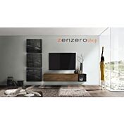 Soggiorno Zenzero moderno, parete attrezzata moderna scontata, finitura Mercure e Marmo Nero Lucido