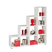 Libreria dieci vani quadrati a scala / bianco