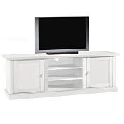 Porta TV in legno, bianco opaco, arte povera - cm 160