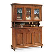 Cristalliera a 3 porte in legno finitura lucido noce arte povera