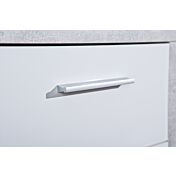 Settimino Moderno di Design, colore cemento e bianco lucido, composto da 5 cassetti