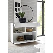 Sala moderna con parete attrezzata e madia, Bianco Lucido